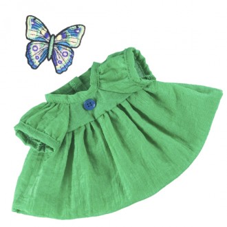 Зеленое платье с синей пуговкой BudiBasa для Зайки Ми 18 см
