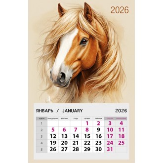 Календарь на магните 95х145 Лошадь.2026