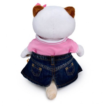 Кошечка Лили в джинсовой юбке и футболке поло (24 см)