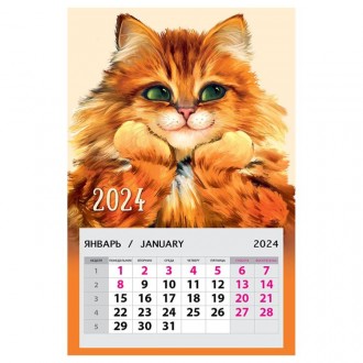 Календарь на магните Рыжий кот 2024