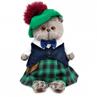 Кот Басик в шотландском костюме (25 см)