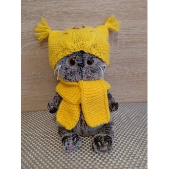 Комплект желтый Шапка-сова и шарф для Басика 20-25 см