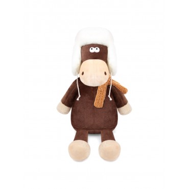 Конь Василий в ушанке и шарфе (27 см)