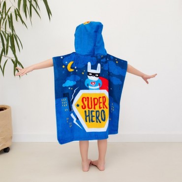 Полотенце-пончо детское махровое Крошка Я "Super Hero" 60*120см, 100% хлопок