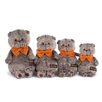 Кот Басик в рыжем бархатном банте (19 см)