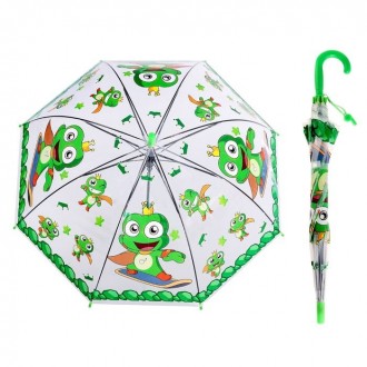 Зонт детский полуавтомат "Весёлый лягушонок" со свистком