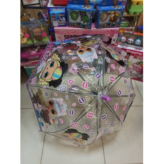 Зонтик-купол детский прозрачный "Lol" сиреневый (65 см)