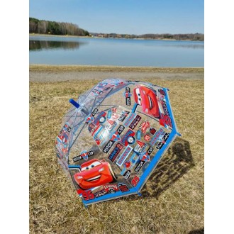 Зонт детский прозрачный купол "Тачки" (65 см)